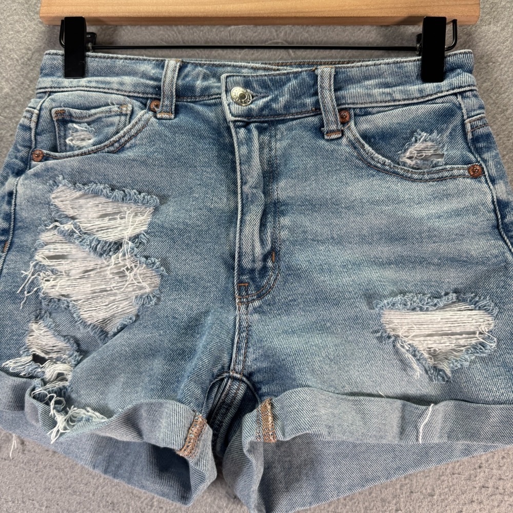 American Eagle Denim Jeans Shorts Women 0 Blue Lightwash Stretch Comfort Cuff 3"